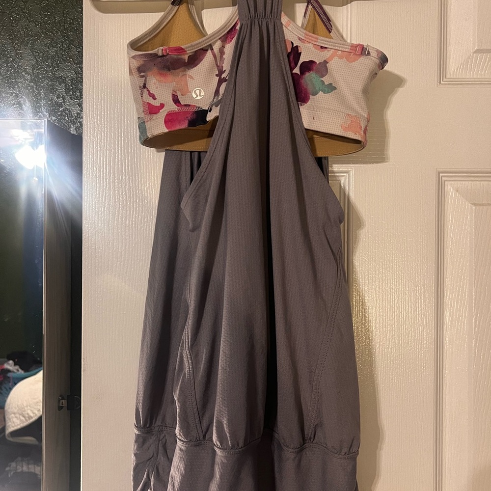 Lululemon Gray and Floral Sports Bra